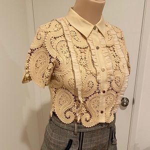 Self-Portrait Lace Paisley Crop Top